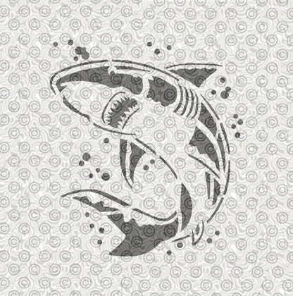 Stencil of a cool shark design for airbrush tattoos.