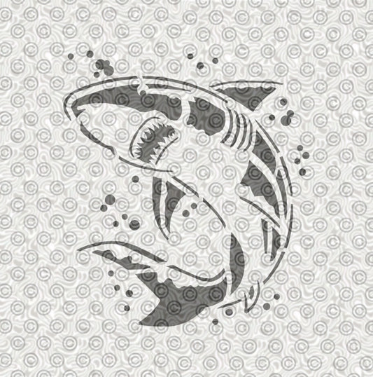 Stencil of a cool shark design for airbrush tattoos.