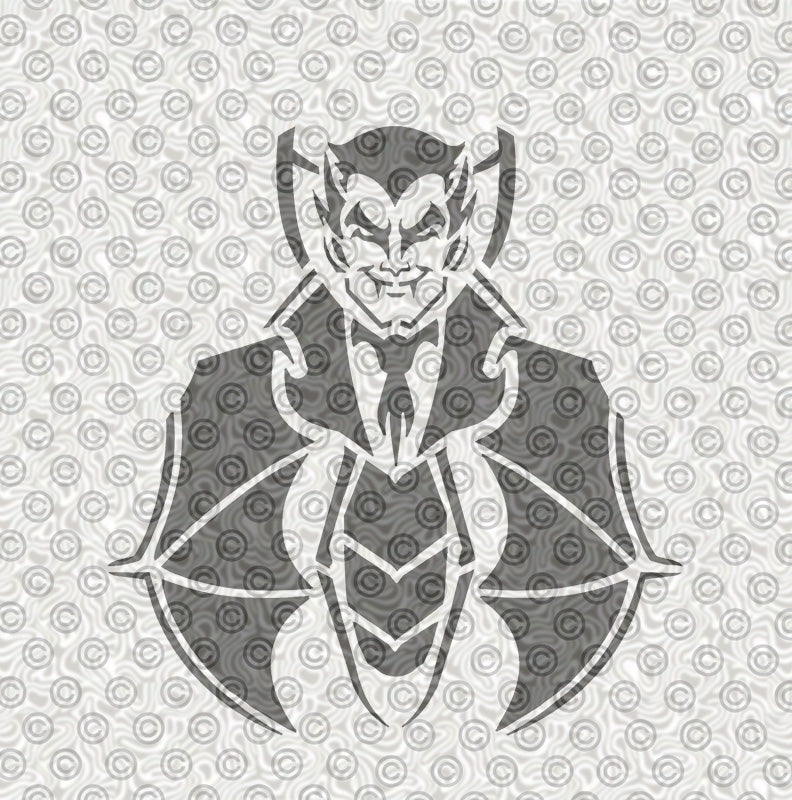 Bat-like vampire airbrush tattoo stencil design