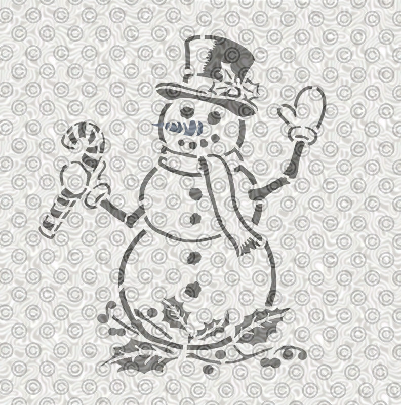A happy snowman airbrush stencil design