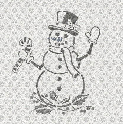 A happy snowman airbrush stencil design