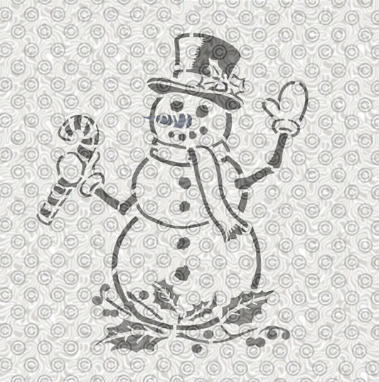 A happy snowman airbrush stencil design