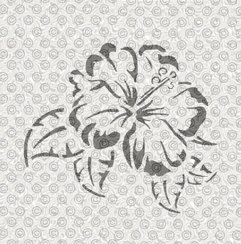 Airbrush stencil design of a Hawaiian hibiscus flower.