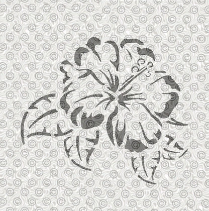 Airbrush stencil design of a Hawaiian hibiscus flower.