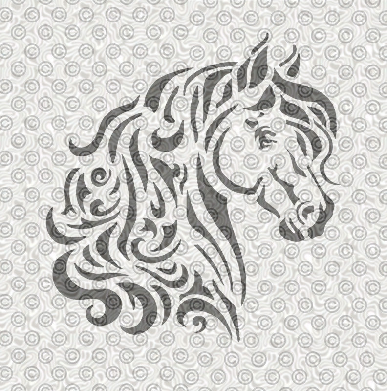 Decorative horse head stencil for airbrush tattoos, or use as face painting stencils