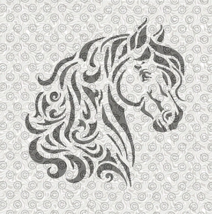 Decorative horse head stencil for airbrush tattoos, or use as face painting stencils
