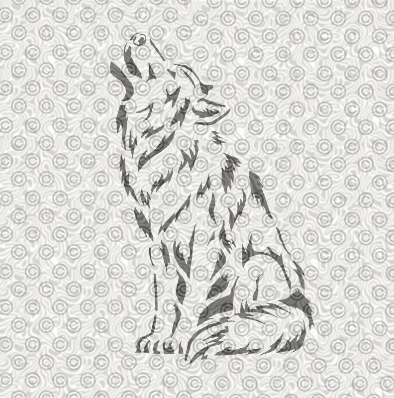 Howling wolf stencil design for airbrush tattoos