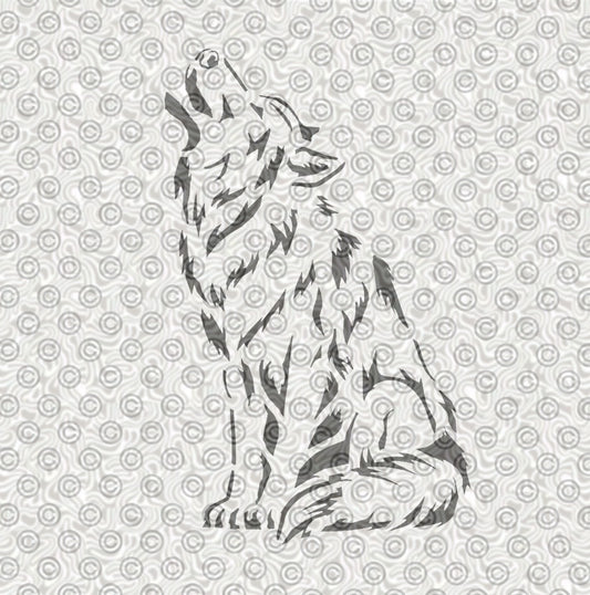 Howling wolf stencil design for airbrush tattoos