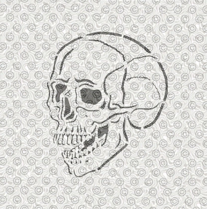 Human skull stencil for airbrush or tattoos.