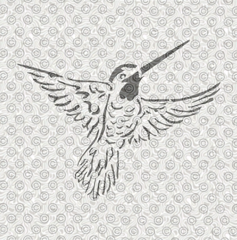 Stencil of lovely hummingbird design for airbrush tattoos or face painting.