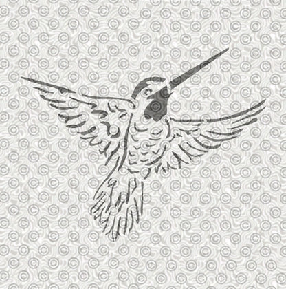 Stencil of lovely hummingbird design for airbrush tattoos or face painting.