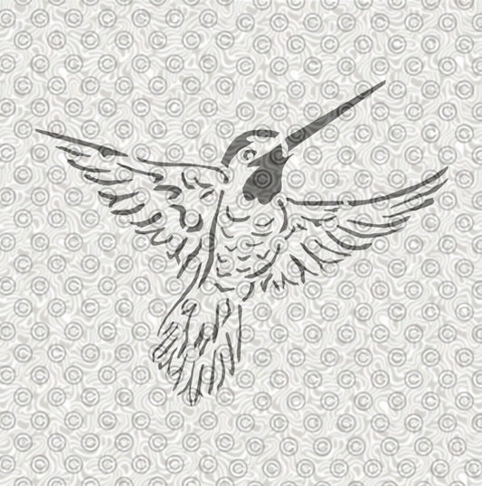 Stencil of lovely hummingbird design for airbrush tattoos or face painting.