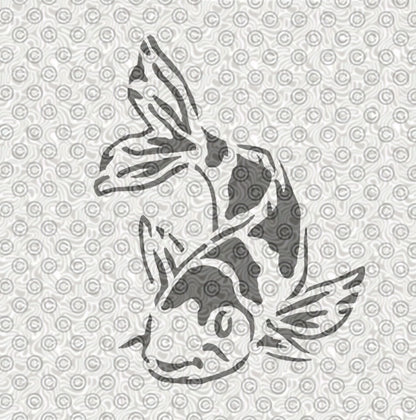 Stencil of an elegant Koi fish design to be used with airbrushing or face painting.