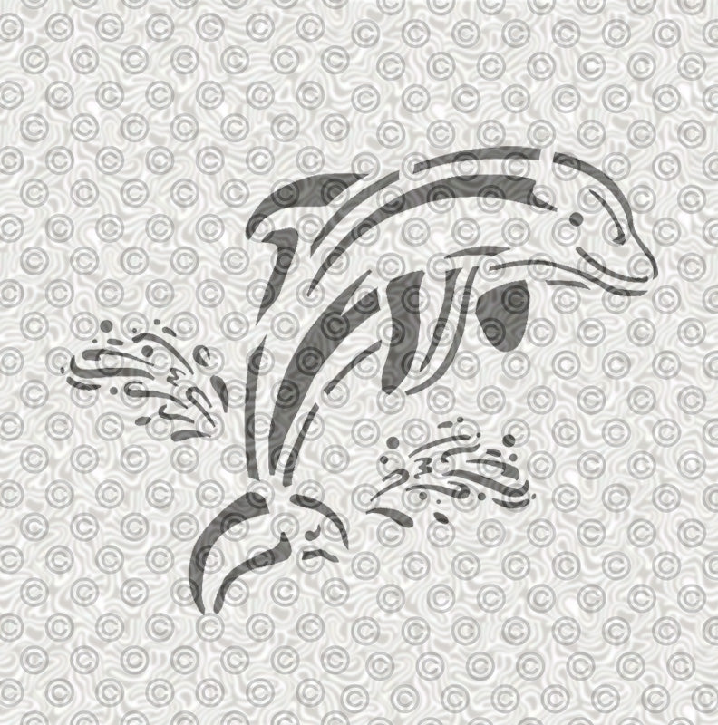 Stencil of a leaping dolphin for airbrush tattoos or face painting.