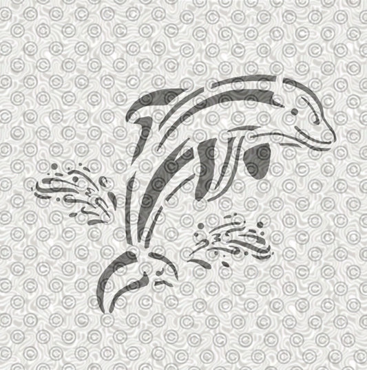Stencil of a leaping dolphin for airbrush tattoos or face painting.