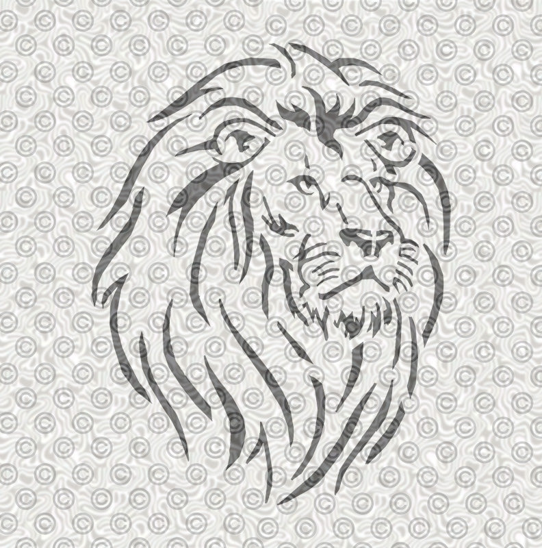 Stencil design of a magnificent lion's head for airbrush tattoos.