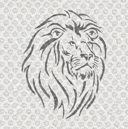 Stencil design of a magnificent lion's head for airbrush tattoos.