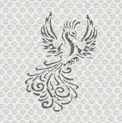 Decorative phoenix tattoo stencil design. 