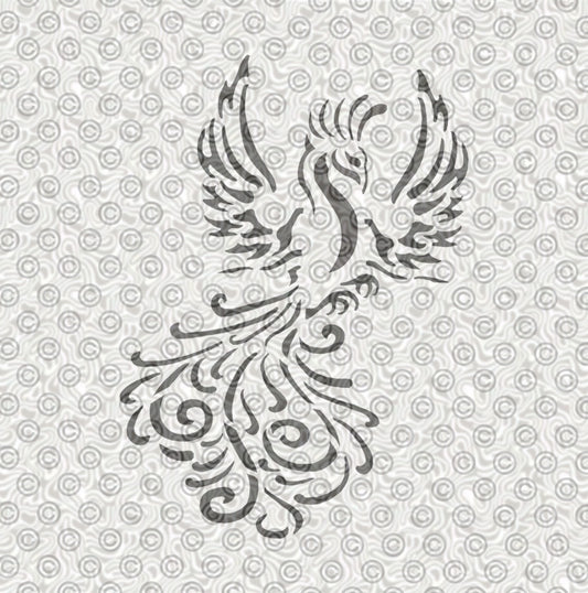 Decorative phoenix tattoo stencil design. 