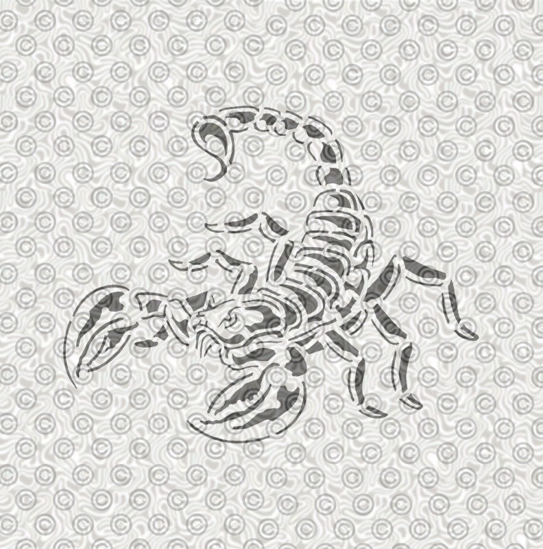 Scorpion tattoo stencil design for airbrush tattoos.