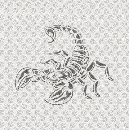 Scorpion tattoo stencil design for airbrush tattoos.