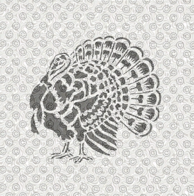 Holiday turkey airbrush tattoo stencil design
