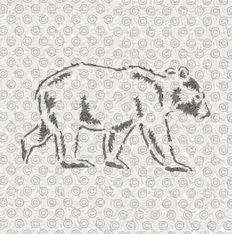 Stylized bear stencil design for airbrush tattooing.