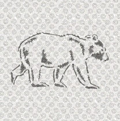 Stylized bear stencil design for airbrush tattooing.