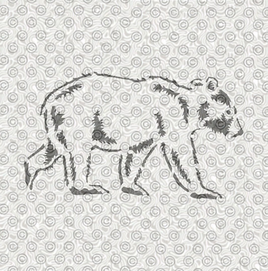 Stylized bear stencil design for airbrush tattooing.