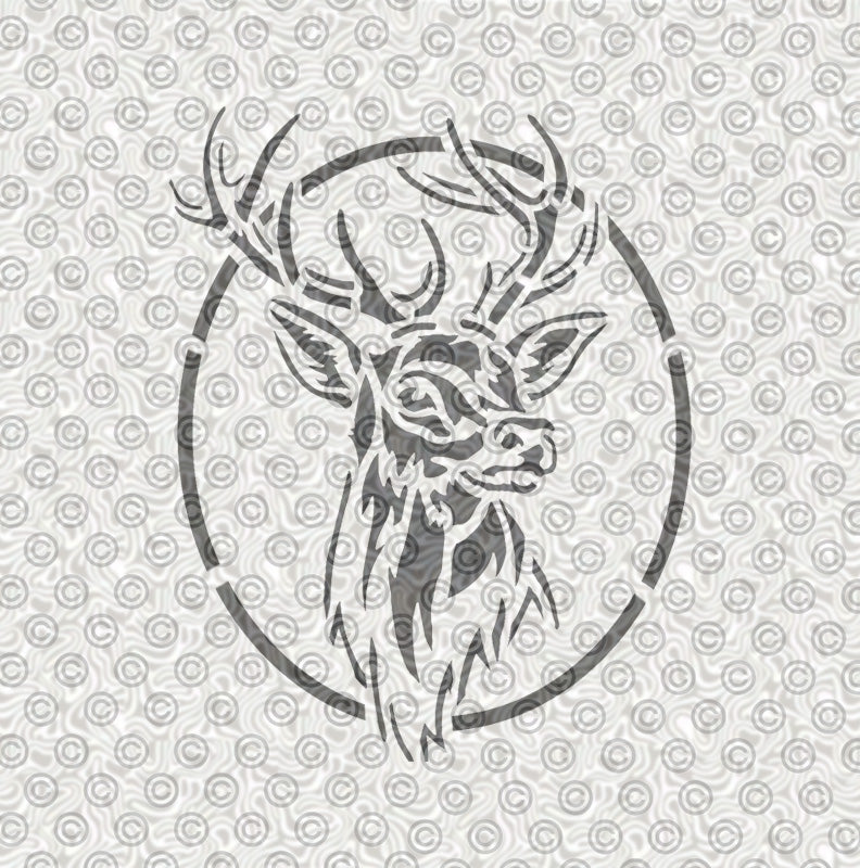 White tailed deer head stencil for airbrush tattoos.