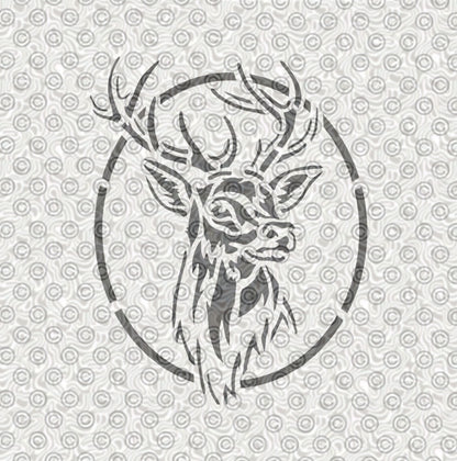 White tailed deer head stencil for airbrush tattoos.
